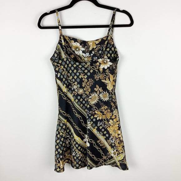 Princess Polly Slip Dress Womens 4 Lucci Chain Belt Floral Mini Whimsigoth Fairy - Picture 5 of 12